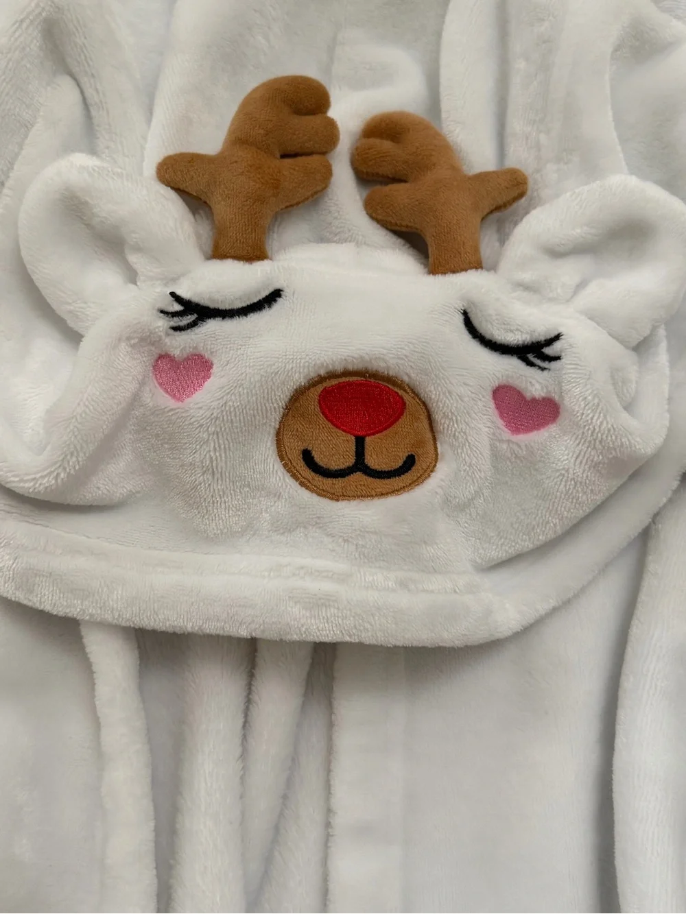 American Girl White Plush Reindeer Hooded Robe with Belt